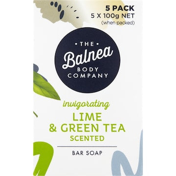 The Balnea Body Company Invigorating Bar Soap Lime & Green Tea Scented 5 pack