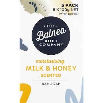 The Balnea Body Company Moisturising Bar Soap Milk & Honey Scented 5 pack