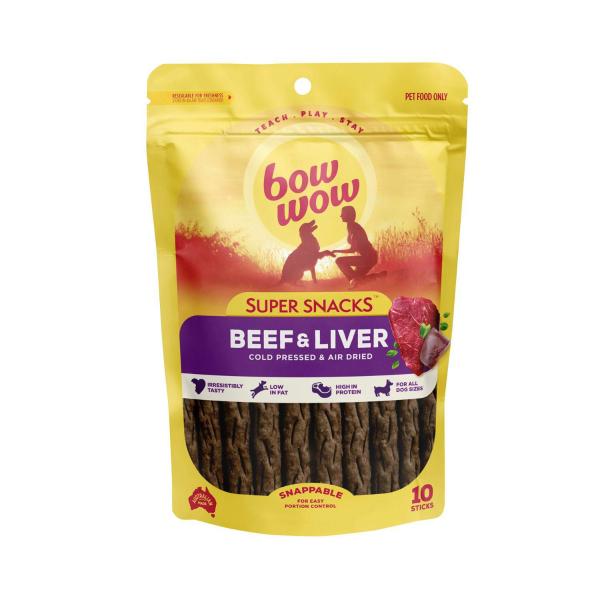BOW WOW SUPER SNACKS STICKS DOG TREAT WITH BEEF & LIVER 10 PACK