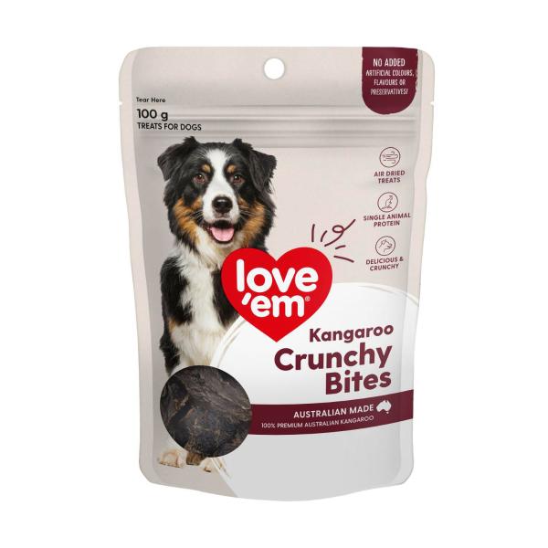 LOVE 'EM KANGAROO CRUNCHY BITES DOG TREAT 100 GRAM