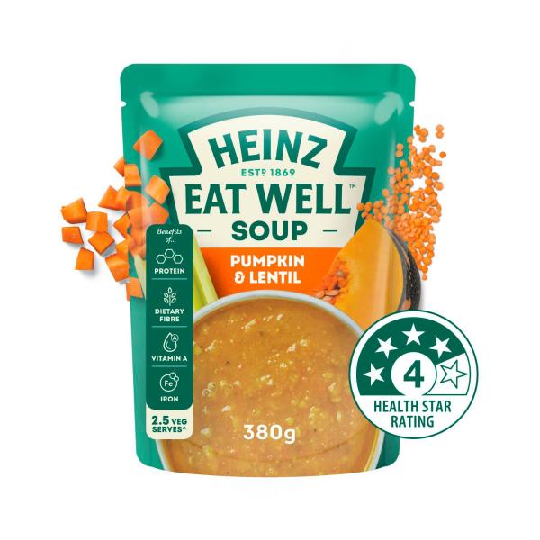 HEINZ EAT WELL PUMPKIN & LENTIL SOUP POUCH 380G