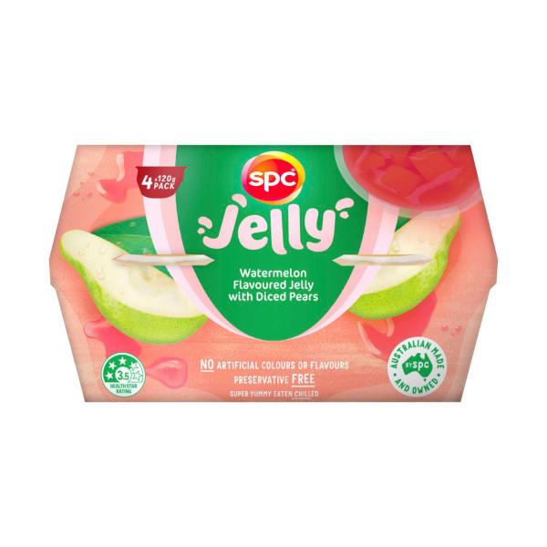 SPC WATERMELON FLAVOURED JELLY WITH DICED PEARS 4 X 120G