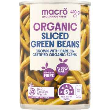 Macro Organic Sliced Green Beans 410g