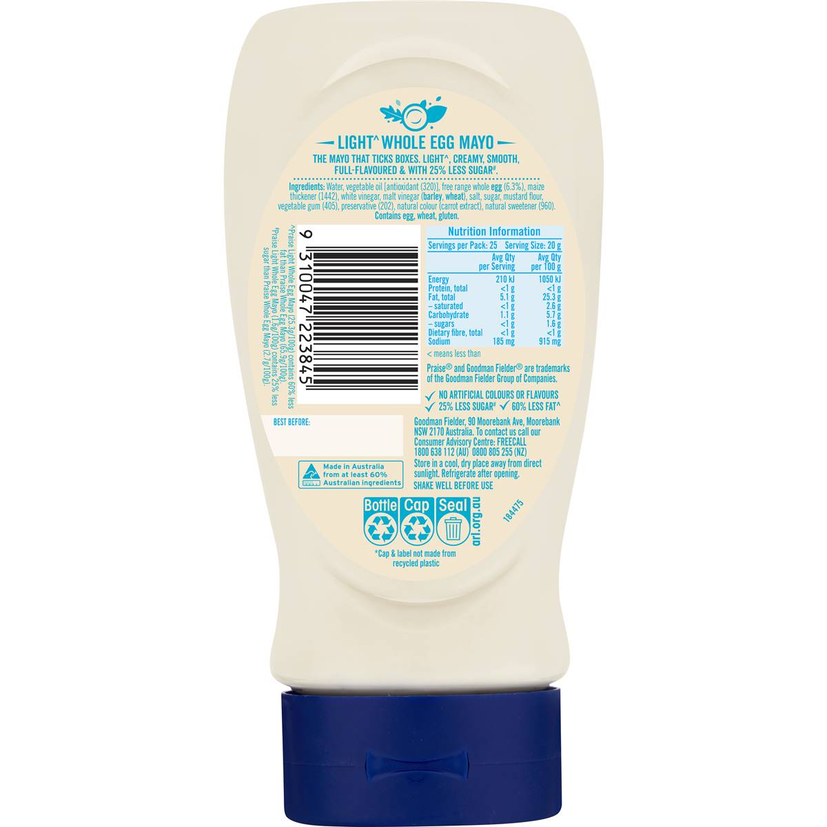 Praise Whole Egg Light Mayo 500g
