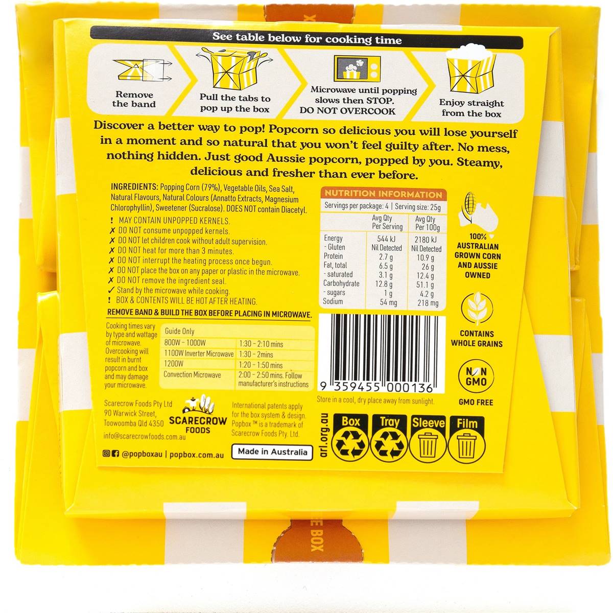 Pop Box Microwave Popcorn Caramel Crunch Flavour 100g