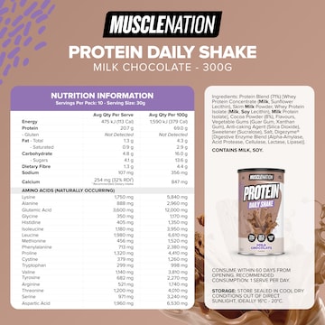 Muscle Nation Protein Daily Shake Powder Milk Chocolate Flavour 300g