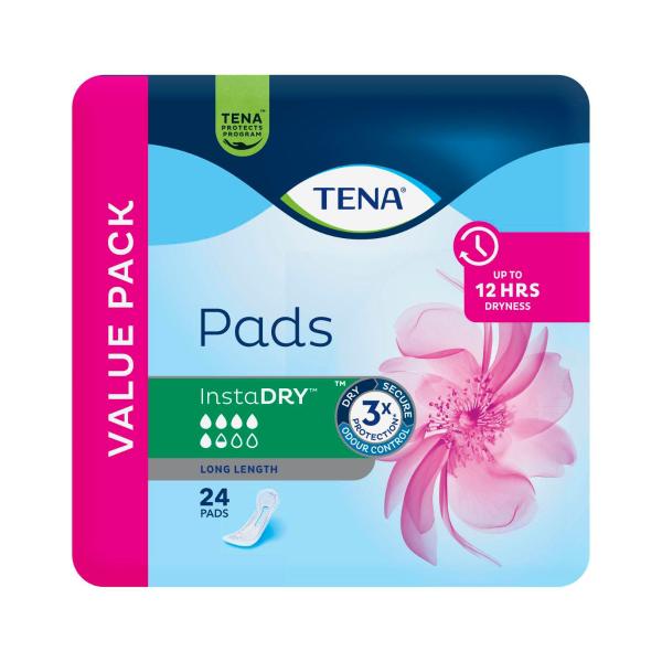 TENA INSTA DRY PADS LONG 24 PACK