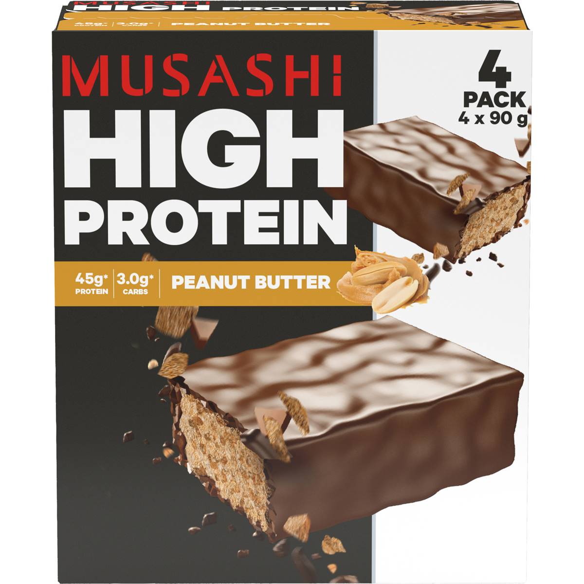 Musashi High Protein Bars Peanut Butter 90g x 4 pack