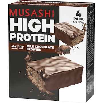 Musashi High Protein Bars Milk Chocolate Brownie 90g x 4 pack