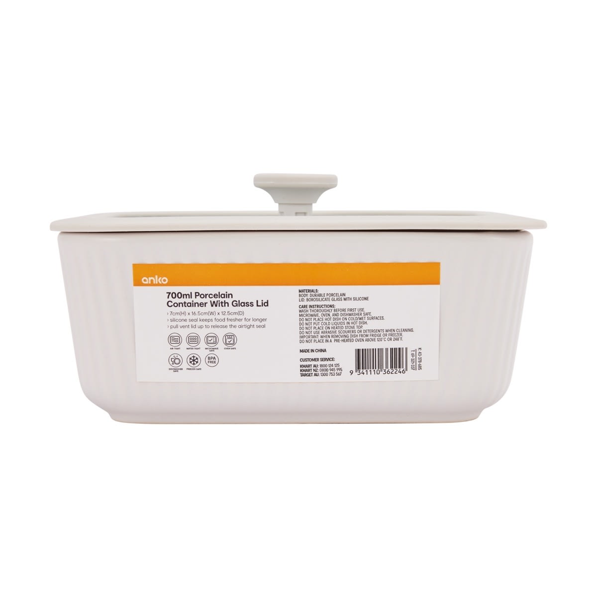 700ml Porcelain Container with Glass Lid