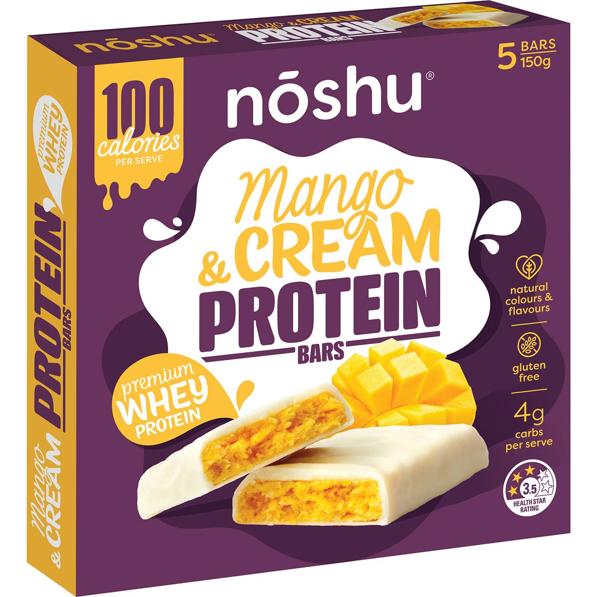 Noshu Protein Bars Mango & Cream 5 pack