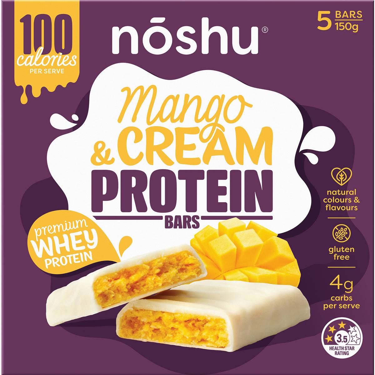 Noshu Protein Bars Mango & Cream 5 pack