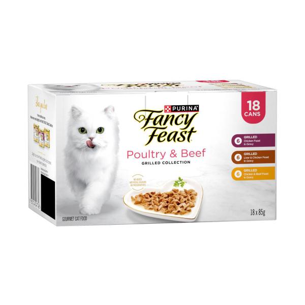 FANCY FEAST GRILLED POULTRY & BEEF COLLECTION VARIETY PACK CAT FOOD 18X85G