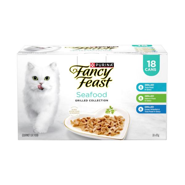 FANCY FEAST GRILLED SEAFOOD COLLECTION VARIETY PACK CAT FOOD 18X85G