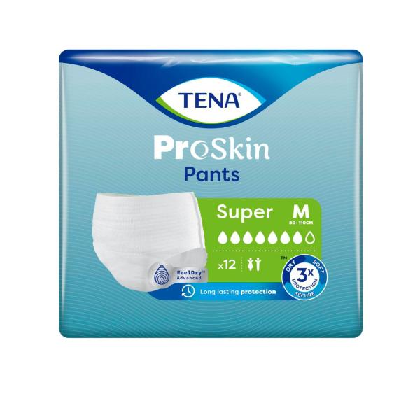 TENA INCONTINENCE SUPER PANTS SIZE MEDIUM 12 PACK