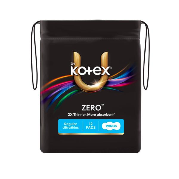 U BY KOTEX ZERO PADS REGULAR WITH WINGS 12 PACK