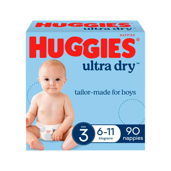 Ultra Dry Nappies Boys Size 3 (6-11kg)