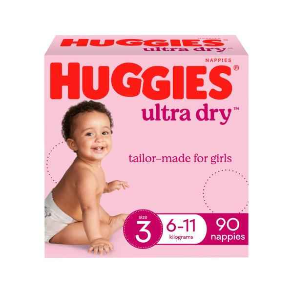 Ultra Dry Nappies Girls Size 3 (6-11Kg)
