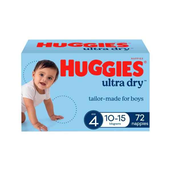 Ultra Dry Nappies Boys Size 4 (10-15kg)