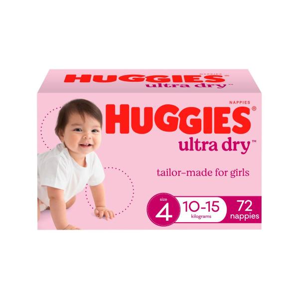 Ultra Dry Nappies Girls Size 4 (10-15Kg)
