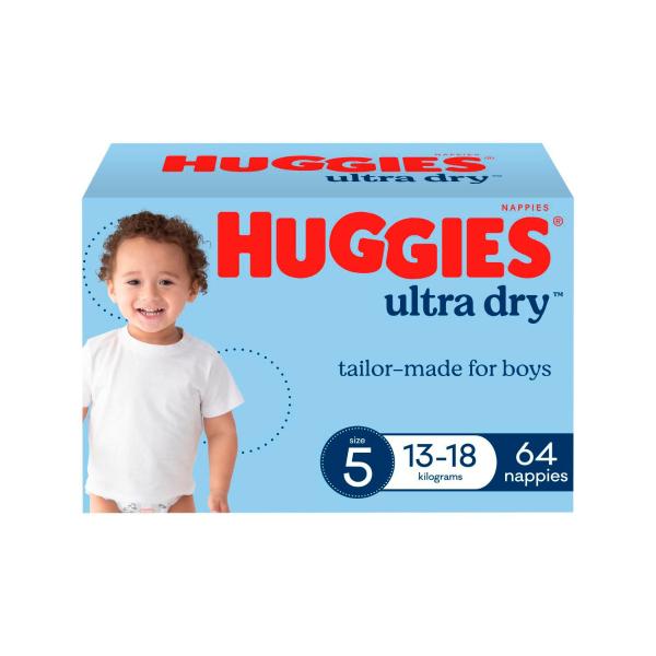 Ultra Dry Nappies Boys Size 5 (13-18kg)
