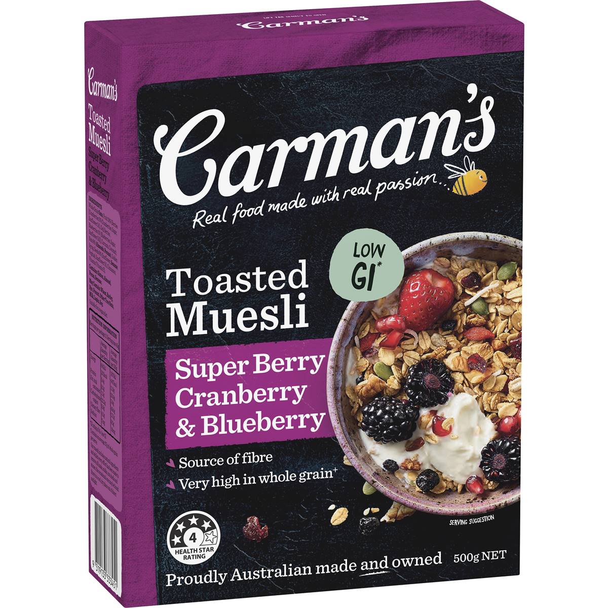 Carman's Muesli Toasted Super Berry, Cranberry & Blueberry 500g