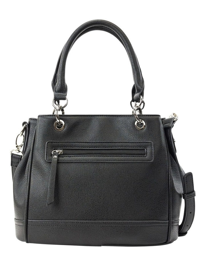 Zoe Zip Top Satchel Bag in Black