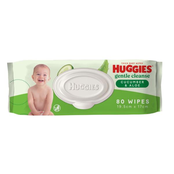 HUGGIES BABY WIPES LIGHTLY FRAGRANCED CUCUMBER & ALOE 80 PACK