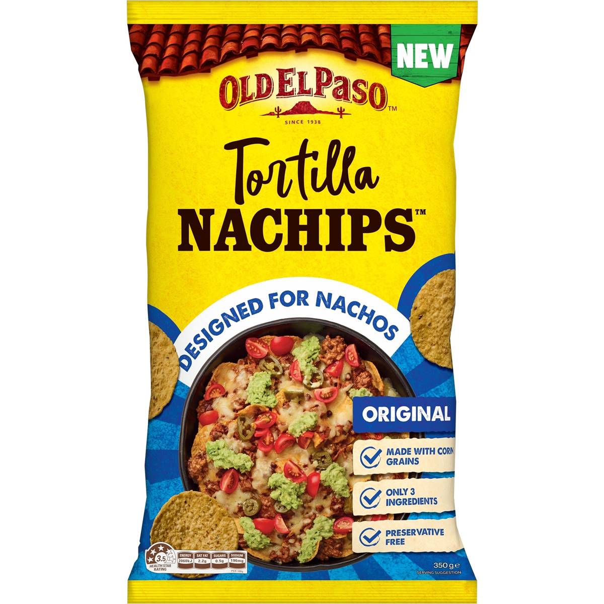 Old El Paso Nachips Tortilla Corn Chips Original 350g