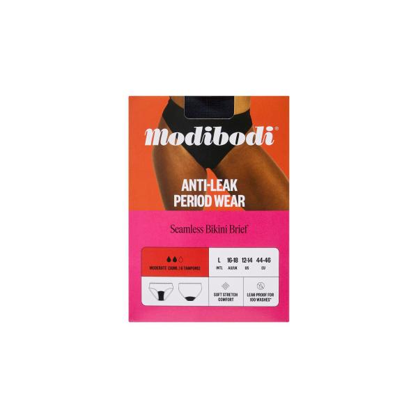 MODIBODI COMFORT PERIOD BRIEF BLACK MODERATE SIZE L 16-18