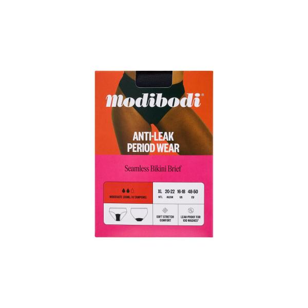 MODIBODI COMFORT PERIOD BRIEF BLACK MODERATE SIZE XL 20-22 1 PACK