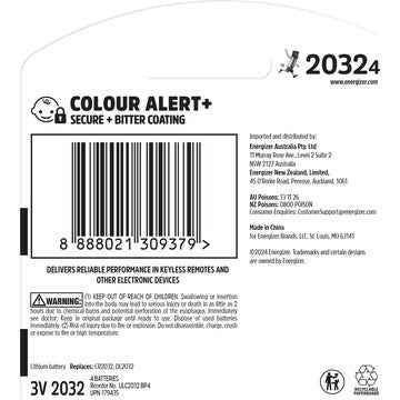 Energizer CR2032 Ultimate Lithium Coin Battery 3-In-1 Child Shield 4 pack
