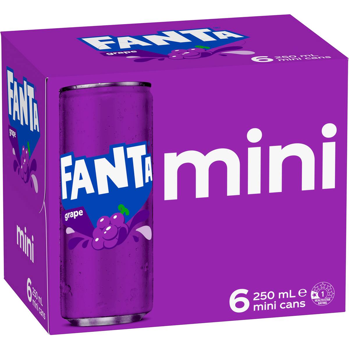 Fanta Grape Soft Drink Mini Cans 250ml x 6 pack