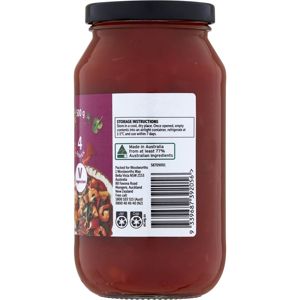 Woolworths Sweet & Sour Simmer Sauce 500g