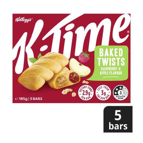 K-Time Baked Twists Raspberry & Apple Flavour Filled Snack Bars 5 pack