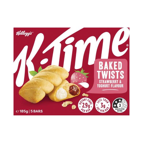 K-Time Baked Twists Strawberry & Yoghurt Flavour Filled Snack Bars 5 pack