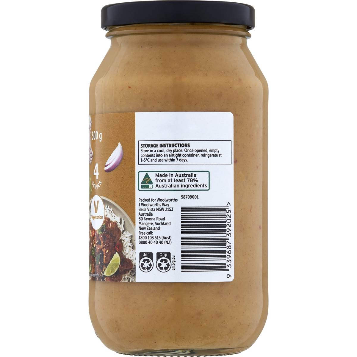 Woolworths Satay Simmer Sauce 500g