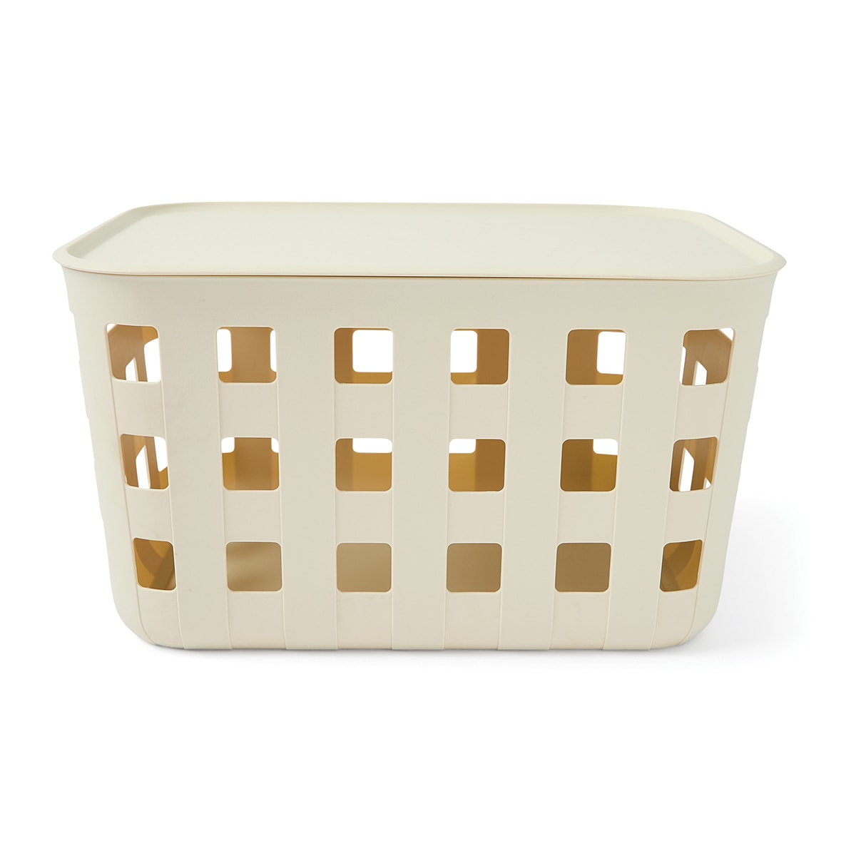 18L Rectangle Trellis Basket with Lid - Beige