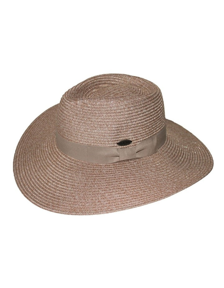 Fiona Wide Brim Fedora Hat In Sandstone