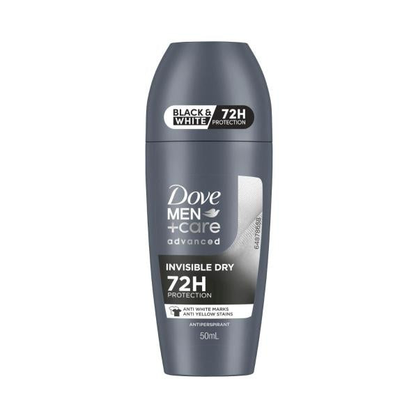 DOVE MEN ADVANCED DEODORANT ROLL ON 72HR ANTIPERSPIRANT INVISIBLE DRY 50ML
