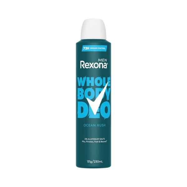 REXONA MENS WHOLE BODY DEODORANT SPRAY OCEAN RUSH 230ML
