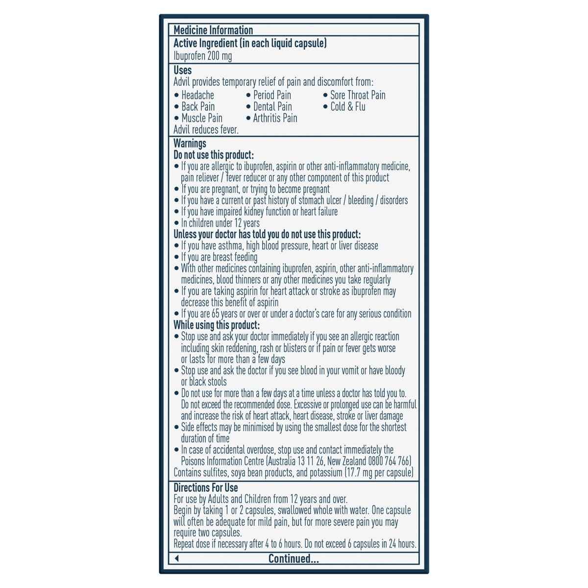 10 Pack Advil Ibuprofen Liquid Capsules 200mg