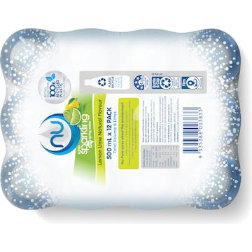 Nu Pure Lightly Sparkling Water Lemon Lime Natural Flavour 500mL x 12 pack