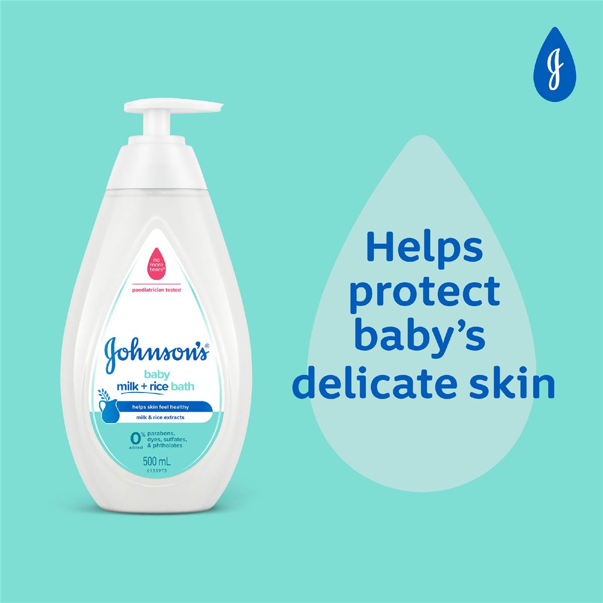 Johnson's Milk + Rice Tear Free Gentle Nourish Moisturising Baby Bath 500ml