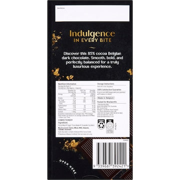 Woolworths 85% Belgian Dark Chocolate Block 100g