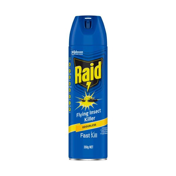 RAID PEST ODOURLESS FLYING INSECT SPRAY KILLER 350G