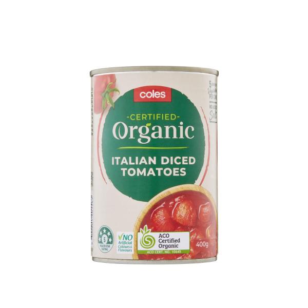 COLES ORGANIC TOMATOES ITA DICED 400G