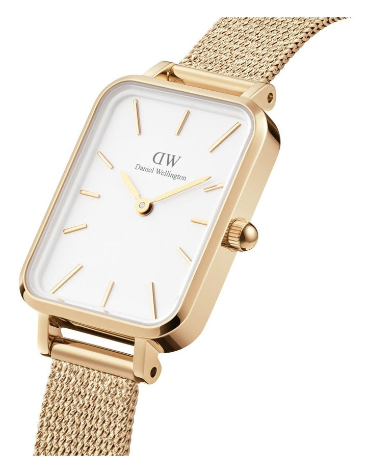 Quadro Pressed Evergold Dial Stainless Steel Watch in Gold