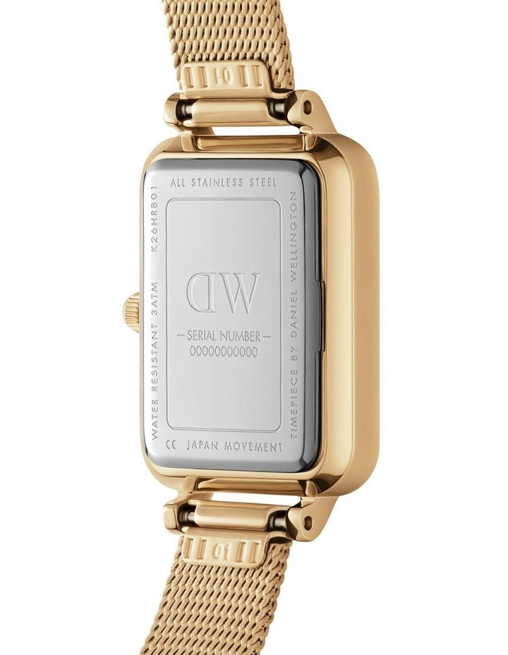 Quadro Pressed Evergold Dial Stainless Steel Watch in Gold