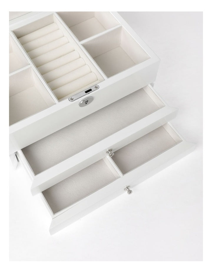 Multi Drawer High Gloss Jewellery Box in White